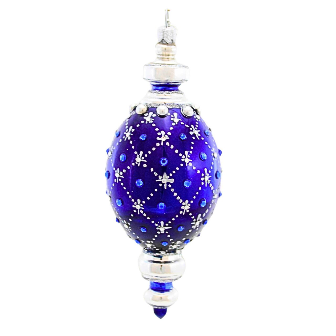 Glitter Lab 6.0 Inch Jeweled Oval Drop Christmas Tree Ornament , Christmas Decor Poland Glass Holiday